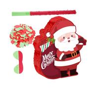 DEARMAMY Pinata di Natale con Babbo Natale Rosso Gioco Interattivo con Bastone Bendaggio e Confetti per Feste Familiari e Attività in Classe Decorazione per Festa Festiva