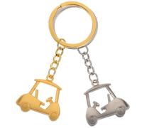 DEARMAMY Portachiavi Golf Cart 2 Pezzi Portachiavi In Per Auto Da Golf Argento Dorato Pendenti Golf Cart Borsa Appesa Fascino Ornamento Per Golfista Amante Del Golf