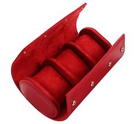 DEARMAMY Rotolo Scatola Dell'orologio Display Gioielli Astuccio Uomini Automatico Occhiali Da Sole Titolare Viaggio Organizzatori Avvolgitore Conchiglia Sport Boite Separare Pelle Rosso