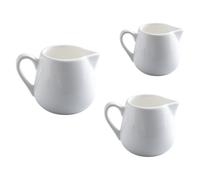 DEARMAMY Set 3 Pezzi Bricco in Ceramica Bianco da 50ml, 100ml e 240ml Manico, Facile da Pulire, senza Sbavature, per Caffetteria e Uso Domestico