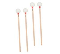 DEARMAMY Set 4 Bacchette Professionali per Timpani con Testina in Feltro Bianco Morbido, Manico in Legno Ergonomico, Bacchette a Percussione per Orchestre Sinfoniche e Bande Scolastiche