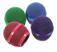 DEARMAMY Set 4 Pezzi Griglia di Ricambio per Microfono in Rete Colorata Copertura Parabrezza per Microfono Cablato e Wireless Sostituzione Testa Sferica per Performance e Registrazioni