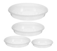 DEARMAMY Set 4 Pezzi Piattini Trasparenti per Piante in Plastica Pet Resistente, Vassoi Raccogli Acqua per Fioriere Rotondi, Accessori per Vasi da Interno e Giardinaggio