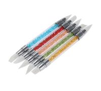 DEARMAMY Set 5 Pennelli per Decorazione Unghie in Silicone e Acrilico Doppia Testa e Manico Confortevole per Effetto 3d Scolpito e Incisione Personalizzata Colore Casuale