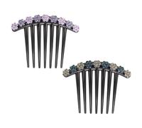 DEARMAMY Set da 2 Pettini per Chioma a Sette Denti Strass e Motivo Floreale, Forcine Eleganti per Acconciature da Festa, Matrimonio e Uso Quotidiano, Accessori Copricapo Colore Casuale