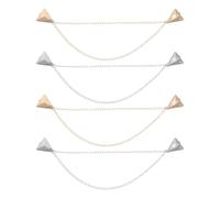 DEARMAMY Spilla con Catena a Nappa Triangolare da Bavero 4 Pezzi Spilla da Colletto Elegante con Doppia Catena e Nappine Metalliche Accessorio Moda per Uomo e Donna Adatta per Abiti