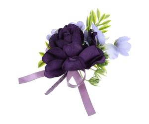 DEARMAMY Spilla da Bavero Fiore di Rosa Artificiale Porpora in Seta e Satin, Accessori Sposa Leggeri per Decorazioni Cerimonie di Nozze e Back To School Party