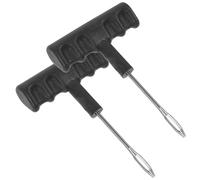 DEARMAMY Strumento per Pneumatici Ago Inseritore 2 Pezzi, Manico a T in Metallo, Portatile, per Auto, Motociclette e Camion, Dimensioni 14X9X2,2 CM, Riparazione Forature Rapida su Strada