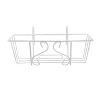 DEARMAMY Supporto per Piante in Ferro da Balcone Rettangolare, Portavaso Sospeso Bianco Design Europeo, Rack di Stoccaggio Decorativo per Giardino Interno ed Esterno, Porta Fioriera