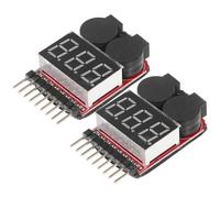 DEARMAMY Tester per Batterie Lipo Allarme Acustico e LED Verificatore di Tensione Compatto Portatile Monitor Batteria Rc per Uso Elettrico e Droni Set da 2 Pezzi