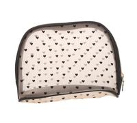 DEARMAMY trousse a doppio makeup bag make up bag cosmetic storage box make-up cosmetico borse da donna Piccola custodia per il trucco borse per il trucco portatili floccaggio Black