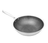 DEARMAMY Un Raccordo Padella Wok Antiaderente A Nido D'ape Da 21 Pollici/54 Cm Con Manico In Acciaio Inossidabile Wok Per Friggere In Cucina Solo Padella Wok Anti-aderente