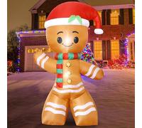 DearSun 2,4 m H adorabile pupazzo di pan di zenzero gonfiabile gigante natalizio con luci LED integrate, decorazione per interni ed esterni, grande decorazione per feste