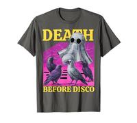 Death Before Disco Halloween Fantasma Discoteca Party Spooky Corvi Maglietta