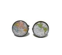 Death Devil Gemelli con mappa del mondo - mappa intercontinentale - mappa del mondo vintage - mappa della città americana - gemelli - gemelli - gemelli da testimone - regalo d'amore in metallo