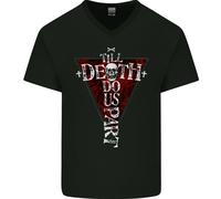 Death Do US Parte Teschio Gotico Biker Croce Uomo Scollo A V Cotone T-Shirt