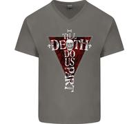 Death Do US Parte Teschio Gotico Biker Croce Uomo Scollo A V Cotone T-Shirt