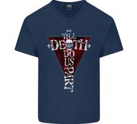 Death Do US Parte Teschio Gotico Biker Croce Uomo Scollo A V Cotone T-Shirt
