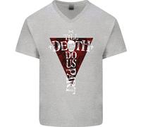 Death Do US Parte Teschio Gotico Biker Croce Uomo Scollo A V Cotone T-Shirt