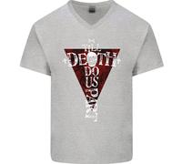 Death Do US Parte Teschio Gotico Biker Croce Uomo Scollo A V Cotone T-Shirt