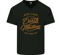 Death Machine Moto Biker Chopper T-Shirt In Cotone Da Uomo A V
