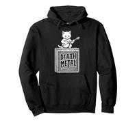 Death Metal Cat Funny Kitten Amplificatore Heavy Banjo Musica Felpa con Cappuccio