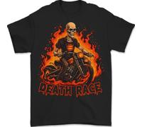 Death Race Biker Skull Motorbike Motorcycle Uomo T-Shirt 100% Cotone