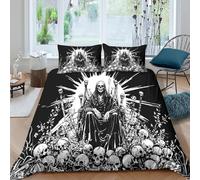 Death ReaperSet Di Copripiumino microfibra morbida 3 Pezzi stampa 3D con cerniera Gothic Horror Art copripiumino con federe soffice ultra morbido for ragazze Double（200x200cm）