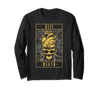 Death Tarot Card Vintage Gothic Anatomico Cuore Teschio Maglia a Manica