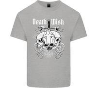 Death Wish T-Shirt Biker Gothico Con Teschi E Serpenti Per Bambini
