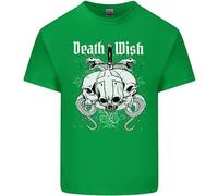 Death Wish T-Shirt Biker Gothico Con Teschi E Serpenti Per Bambini