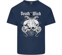 Death Wish T-Shirt Biker Gothico Con Teschi E Serpenti Per Bambini