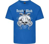 Death Wish T-Shirt Biker Gothico Con Teschi E Serpenti Per Bambini