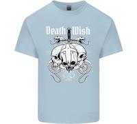 Death Wish T-Shirt Biker Gothico Con Teschi E Serpenti Per Bambini