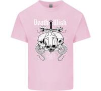 Death Wish T-Shirt Biker Gothico Con Teschi E Serpenti Per Bambini