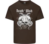 Death Wish T-Shirt Biker Gothico Con Teschi E Serpenti Per Bambini