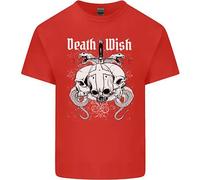 Death Wish T-Shirt Biker Gothico Con Teschi E Serpenti Per Bambini