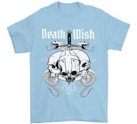 Death Wish T-Shirt Uomini Con Teschi E Serpenti Gotico In 100% Cotone