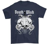 Death Wish T-Shirt Uomini Con Teschi E Serpenti Gotico In 100% Cotone