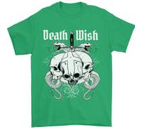 Death Wish T-Shirt Uomini Con Teschi E Serpenti Gotico In 100% Cotone