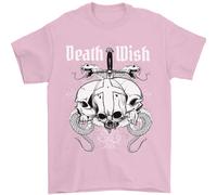 Death Wish T-Shirt Uomini Con Teschi E Serpenti Gotico In 100% Cotone