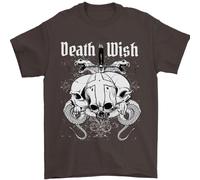 Death Wish T-Shirt Uomini Con Teschi E Serpenti Gotico In 100% Cotone