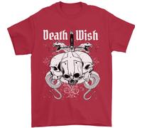 Death Wish T-Shirt Uomini Con Teschi E Serpenti Gotico In 100% Cotone