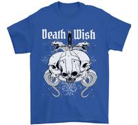 Death Wish T-Shirt Uomini Con Teschi E Serpenti Gotico In 100% Cotone