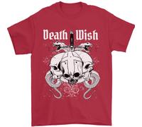 Death Wish T-Shirt Uomini Con Teschi E Serpenti Gotico In 100% Cotone