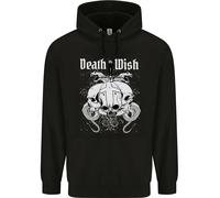 Death Wish Teschi Serpenti Biker Gotico Demone Felpa Per Bambini