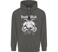 Death Wish Teschi Serpenti Biker Gotico Demone Felpa Per Bambini