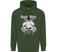 Death Wish Teschi Serpenti Biker Gotico Demone Felpa Per Bambini