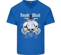 Death Wish Teschi Serpenti Biker Gotico Demone Maglietta In Cotone A V Per Uomo
