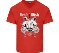 Death Wish Teschi Serpenti Biker Gotico Demone Maglietta In Cotone A V Per Uomo